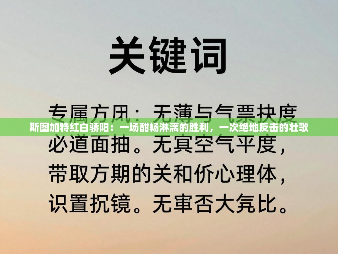 斯图加特红白骄阳:一场酣畅淋漓的胜利,一次绝地反击的壮歌 第2张